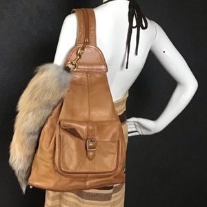 Vintage Boho Ethnic Leather Kidney Sling Backpack